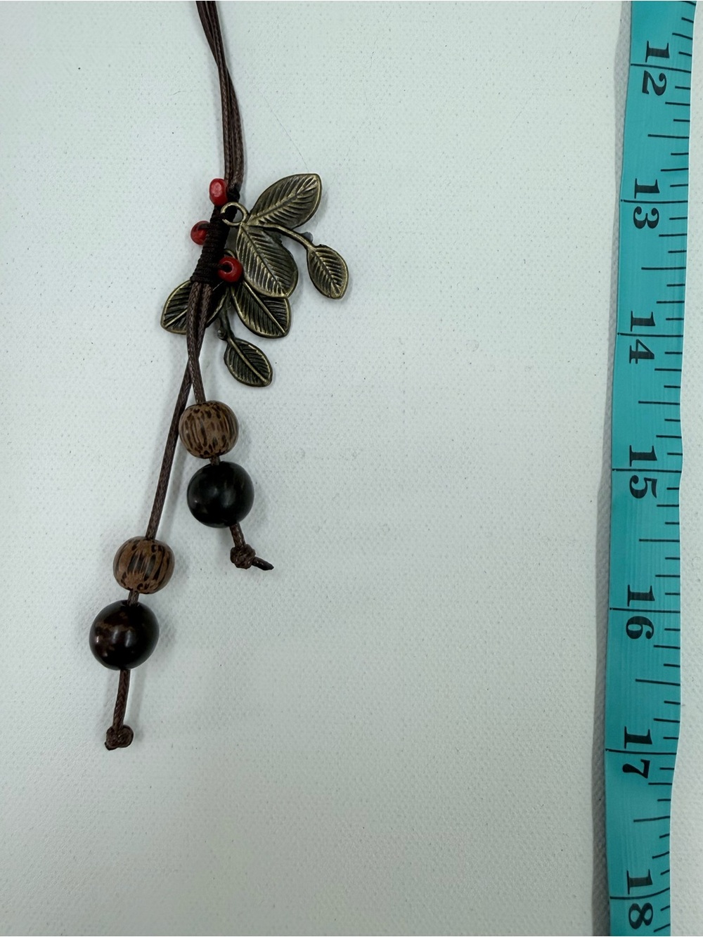 Boho Leaf and Bead necklaceAccent in Brown